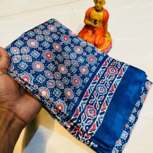 Ajrak Print Silk Saree