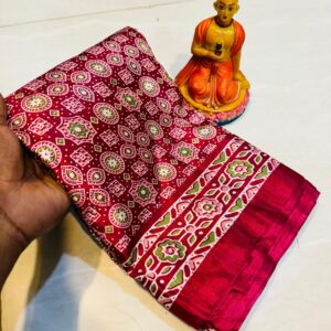 Ajrak Print Silk Saree