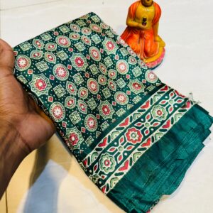 Ajrak Print Silk Saree